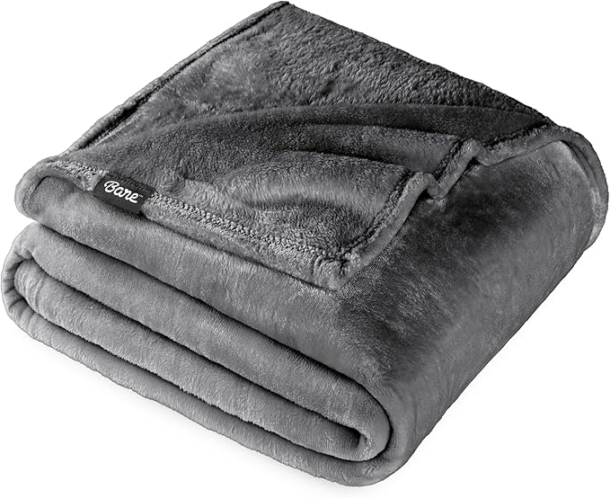 Bare Home Fleece Blanket - King Size - Ultra-Soft Lightweight for Bed, Sofa, and Couch - Luxury Microplush - Cozy Warm Blanket (King, Grey)