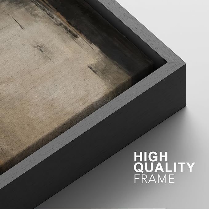 SIGNFORD Framed Canvas Print Wall Art Set Neutral Black and Brown Contemporary Minimalist Illustration Modern Art Decorative for Living Room, Bedroom, Office - 16"x24"x2 Black