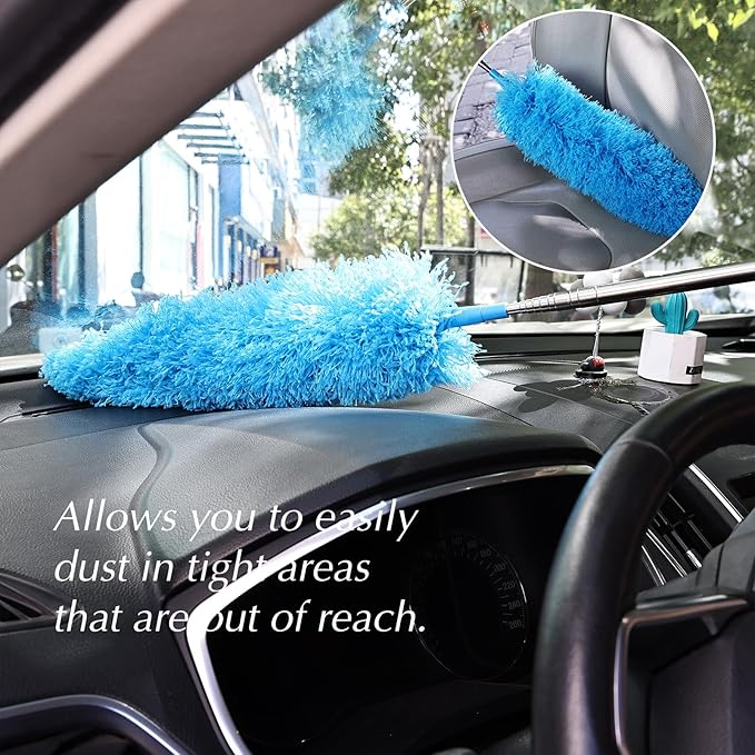 4PCS Microfiber Duster Kit, 3 in 1 Microfiber Dusters Retractable Gap Dust Cleaner and Chenille Duster with 83 inches Extra Long Extension Pole for Cleaning Ceiling Fan, High Ceiling