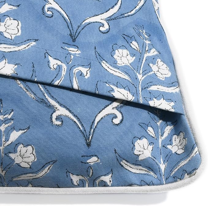 Ridhi Hand Block Print 18x18 Baby Blue Decorative Outdoor Couch Throw Canvas Pillow Cover Set of 2 Washable Modern Vintage Boho Chic Spring Home Decor Gifts Cover