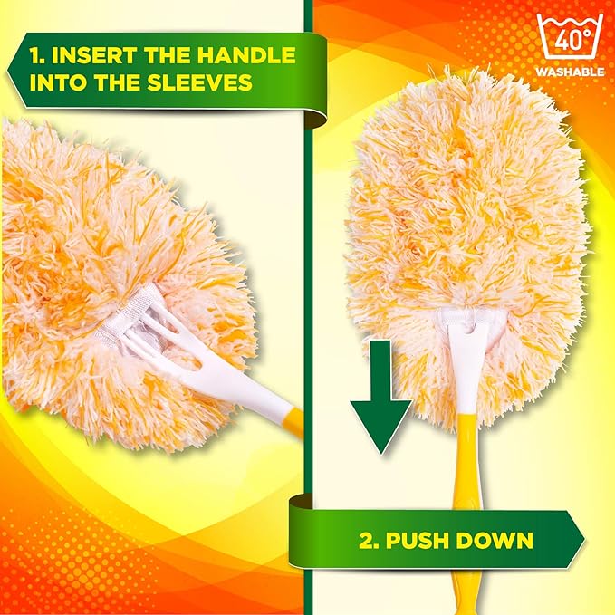Microfiber Reusable Refills for Swiffer Hand Duster, 360 Degree Dry Duster Heavy Duty Refills, 4-Pack (Handle is Not Included) Air Dry Only