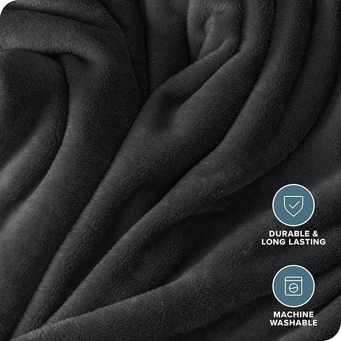 Bare Home Fleece Blanket - Kid Size - Ultra-Soft Lightweight for Bed, Sofa, and Couch - Luxury Microplush - Cozy Warm Blanket (Kid, Black)