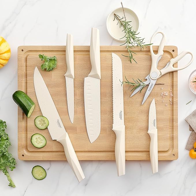 Premium Quality 8-Piece Knife Set with Block, Lightweight and Strong,  Ergonomic Handles for Home,Dishwasher Safe 