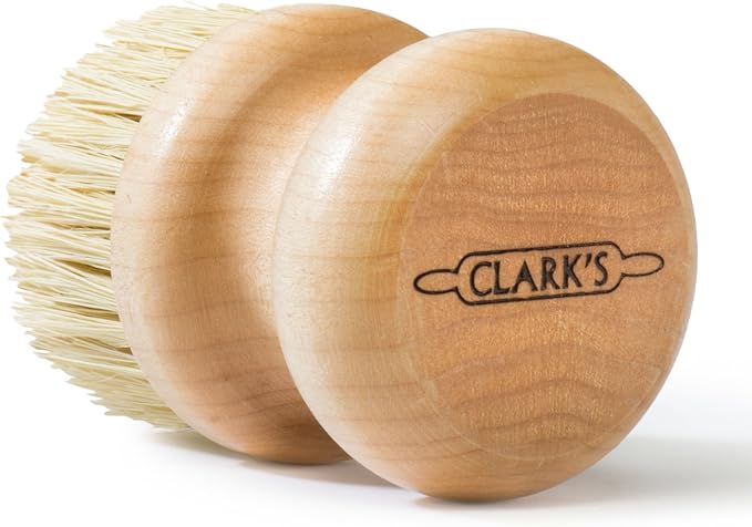 CLARK'S Cutting Board Oil Scrub Brush - Round Wood Applicator for Food Grade Mineral Oil and Wax on Wooden Bamboo, Cast Iron, and Utensils – Maple Construction – Kitchen Countertops Food Safe