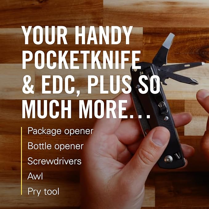 LEATHERMAN, FREE K2, Folding Pocketknife, 8-in-1 Multi-tool for Everyday Carry (EDC), Home & Outdoors, Made in USA, Silver (K2X with Serrated Blade)
