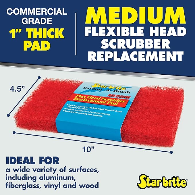 STAR BRITE Flexible Head Scrubber Replacement (Medium) (Red) (040126)