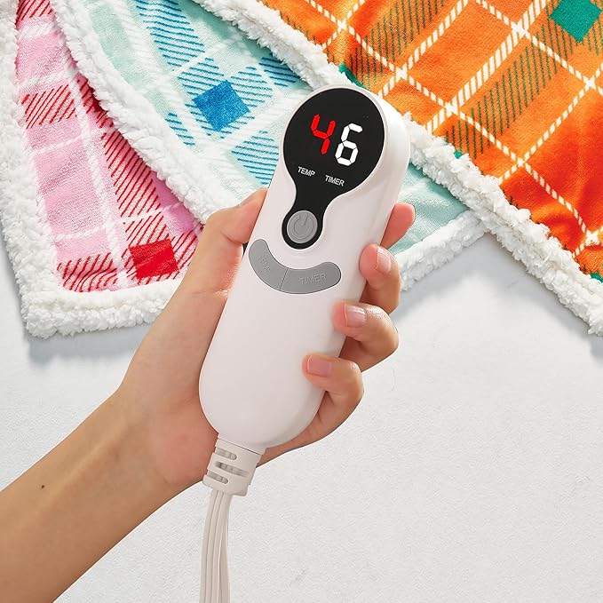 LUXIAN Electric Heated Blanket Full Size 72"x84" - Microplush & Sherpa Fabric Dual-Sided, 6 Heat Settings & 1-10 Hours Auto Off, Cozy Warming Throw for Home, Office, or Bed, Machine Washable, Orange