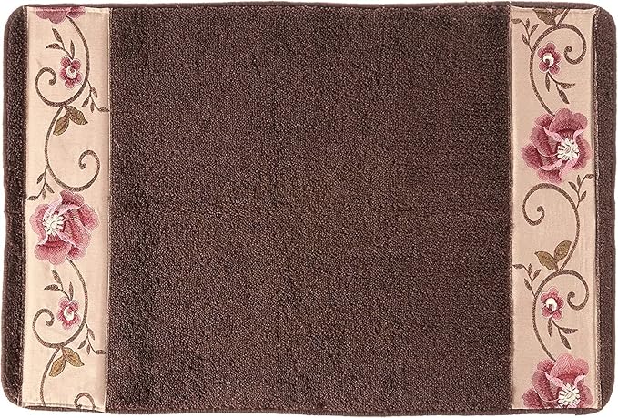 Zahari Home Larrisa Floral Bathroom Rug Luxury Bath Rug Washable Contemporary Decor Beautiful Shower Mat Unique Design Stylish Non Slip Shower Mat Flower Bath Rug Bath Shower Tub Decor