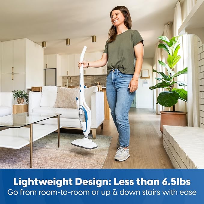 Vacmaster SMF1501 2-in-1 Steam Mop for Floor Cleaning with Detachable Handheld Steamer, Quick-Heating & Lightweight for Hard Floors, Carpets, Tiles and Upholstery