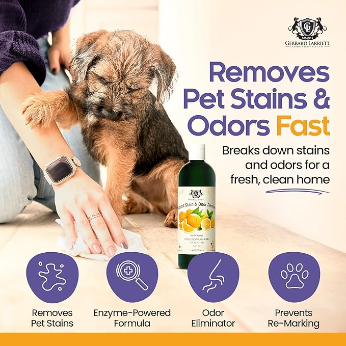 Pet Urine Odor Eliminator Spray Citrus Oil Blends 16 oz, Dog & Cat Urine Enzyme Cleaner Destroyer Wood Floor, Enzyme Pet Stain and Odor Remover for Carpet, Cat & Dog Pee Cleaner by Gerrard Larriett