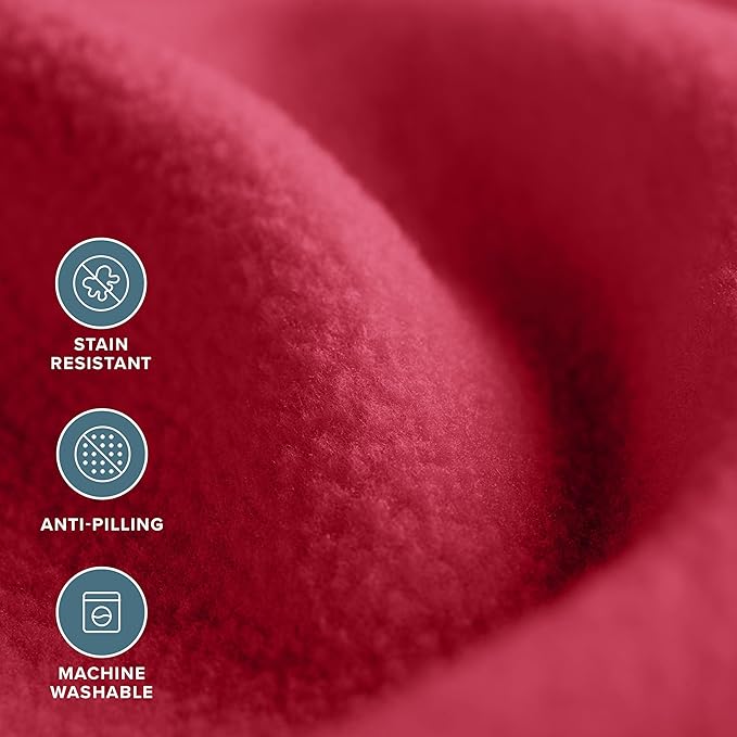 Bare Home Polar Fleece Blanket - King - Red - Warm & Cozy - Premium Fleece - Throw for Bed, Sofa, Camping, Travel and Cold Nights - Lightweight Blanket (King, Red)