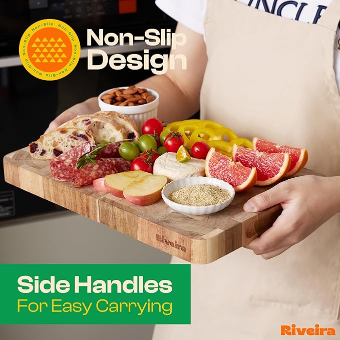 Riveira Acacia Wood Cutting Board – Gourmet Acacia Grandeur: 24 x 18 Wooden Cutting Board – Natural Wooden Cutting Boards For Kitchen Decorative – Innovative Juice Grooves Acacia Wooden Chopping Board