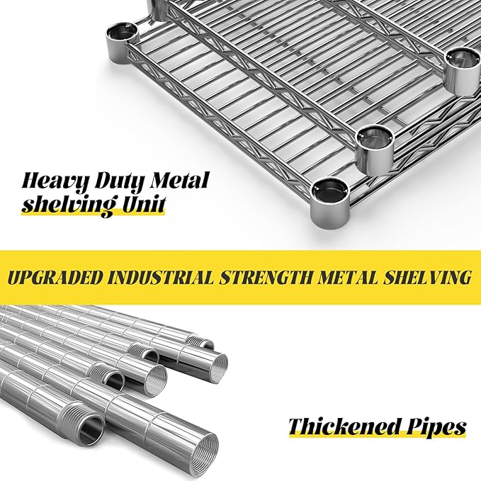 Storage Shelves, 4 PCS 36" L x 14" W x 72" H Heavy Duty Garage Wire Shelving Unit Loads 1750LBS, 5-Tier Adjustable Metal Industrial Utility Shelf Rack for Kitchen, Laundry Room, Basement