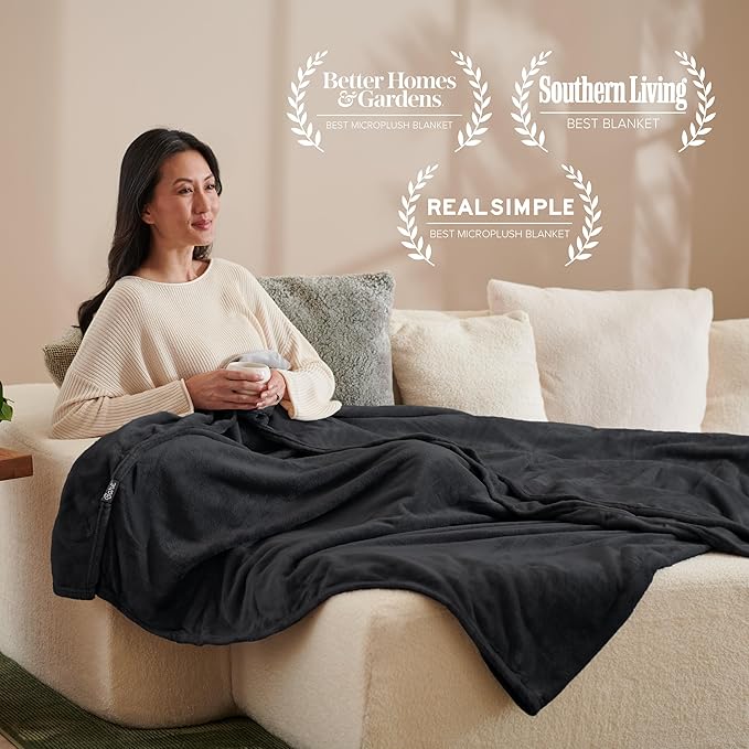 Bare Home Fleece Blanket - Throw/Travel - Ultra-Soft Lightweight for Bed, Sofa, and Couch - Luxury Microplush - Cozy Warm Blanket (Throw/Travel, Black)