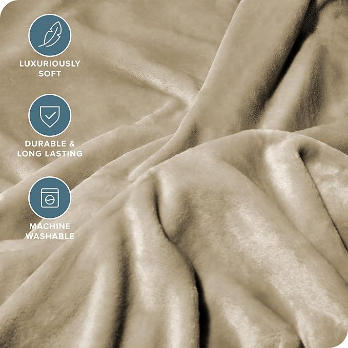 Bare Home Fleece Blanket - Giant Size - Ultra-Soft Lightweight for Bed, Sofa, and Couch - Luxury Microplush - Cozy Warm Blanket (Giant, Oyster)