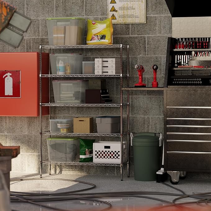 14" Deep x 42" Wide x 64" Height Wire Shelving Kit | 5-Tier | NSF Commercial Storage Rack Unit