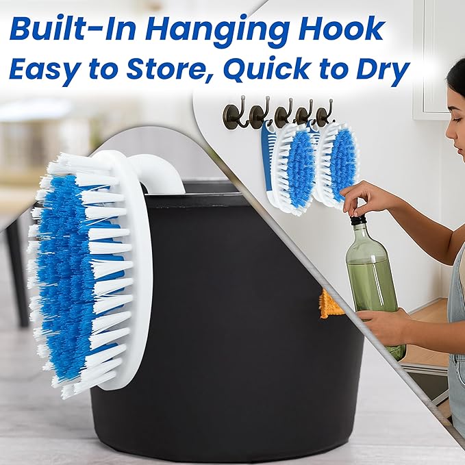 PHYEX Scrub Brush, 2 Pack Household Cleaning Brushes with Stiff Bristles, Scrubbing Brush for Carpet, Shower, Bathtub, Kitchen, Pool Tile, Bathroom Scrubber