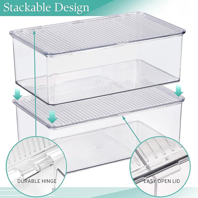 Pantry Storage Bins for with Hinged Lids