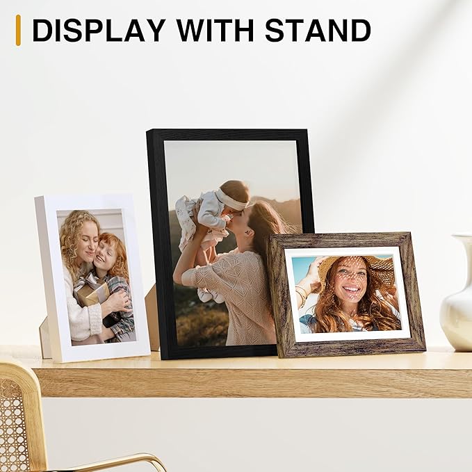 Vittanly 15 Pack Picture Frames Collage Wall Decor, Multi Sizes Including 3pcs 8x10, 6pcs 5x7 and 6pcs 4x6 Photo Frames, Gallery Frame Set for Wall or Tabletop Display, Black, Brown and White