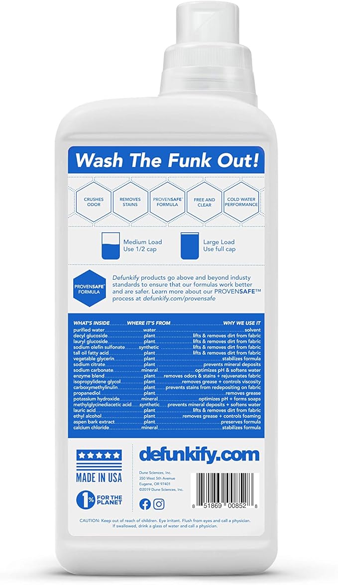 Laundry Detergent 62 Load/37.7 FlOz (2-Pack). 'Free & Clear' Liquid Laundry Detergent- Sensitive Skin. 'ProvenSafe' Laundry Soap Washing Detergent w/Odor & Stain Remover for Activewear & All Fabrics