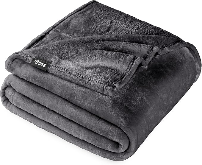 Bare Home Fleece Blanket - Throw/Travel - Ultra-Soft Lightweight for Bed, Sofa, and Couch - Luxury Microplush - Cozy Warm Blanket (Throw/Travel, Forged Iron Grey)