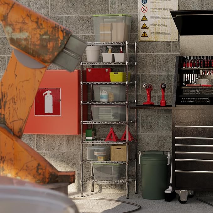 18" Deep x 24" Wide x 74" Height Wire Shelving Kit | 8-Tier | NSF Commercial Storage Rack Unit