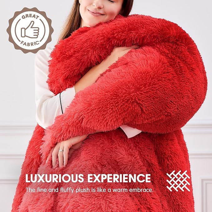 Heated Electric Blanket Queen,Warm Winter for Women Her Grandma–Faux Fur with Soft Sherpa,10 Heat Settings,5 Time Settings with Fast Heating,ETL 84x90, Ruby Wine