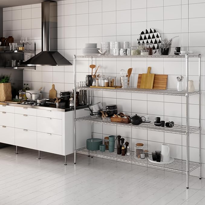 18" Deep x 72" Wide x 64" Height Wire Shelving Kit | 4-Tier | NSF Commercial Storage Rack Unit