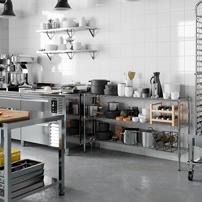 14" Deep x 60" Wide x 34" Height Wire Shelving Kit | 3-Tier | NSF Commercial Storage Rack Unit