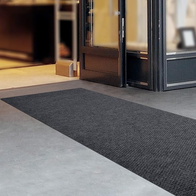 iCustomRug Hallway Runner Rug – 4x10ft Charcoal, Indoor/Outdoor, Non-Slip Rubber Backing, Low-Profile All-Weather Carpet, Non-Shedding & Easy Care, Entryway Mat Ideal for High Traffic Areas
