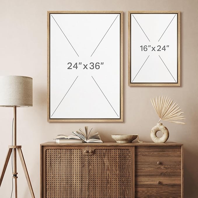 SIGNFORD Framed Canvas Print Wall Art Set Abstract Blossoms Vibrant Floral Illustration Modern Art Decorative Nordic Nature for Living Room, Bedroom, Office - 16"x24"x2 Natural