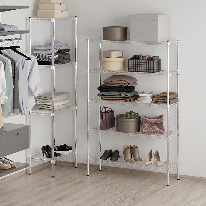 14" Deep x 42" Wide x 64" Height Wire Shelving Kit | 5-Tier | NSF Commercial Storage Rack Unit