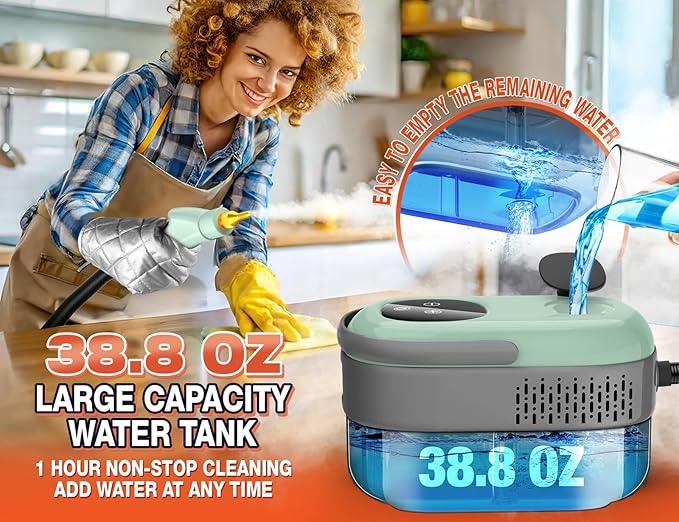 Steam Cleaner, 10s Heat-Up, 6-Level Adjustable, 1.69qt. Tank, 2500W Natural Portable Handheld Steamer for Cleaning with Touch Screen for Home, Car, Tile, Grout, Windows, Bathrooms, Kitchens and Fabric