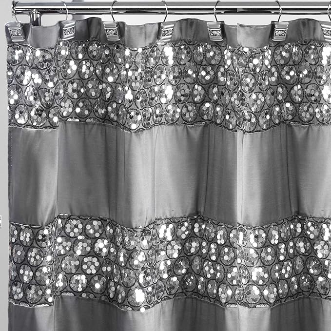 Zahari Home Sinatra 13pc Bathroom Shower Curtain Set - Classic Luxury Fabric Curtains with Unique Design & 12 Hooks