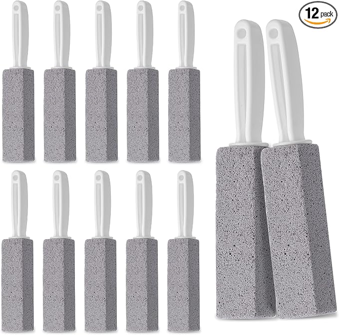 12 Pack Pumice Stone Toilet Bowl Cleaner, Toilet Pumice Stone with Handle for Toilet Cleaning, Bathtubs, Sinks, Swimming Pools, Grills