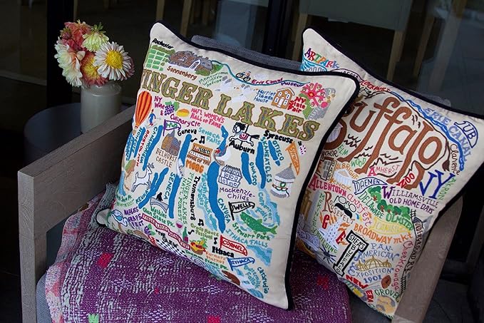 Catstudio Finger Lakes Embroidered Decorative Throw Pillow