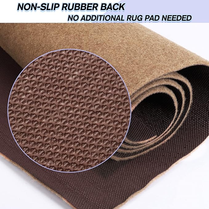 Custom Size Backed Non-Slip Area Rugs Runner, Easy Clean, Waterproof Runner Rugs for Hallway Entryway, Kitchen, Laundry, 3FT x 11FT, Beige