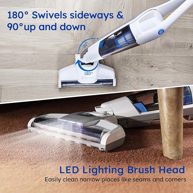 Vacmaster VSD1801 Cordless Handheld & Stick Vacuum Cleaner 2 in 1, Rechargeable Li-ion Battery Powerful Lightweight for Hardwood Floor, Carpet and Pet Hair White