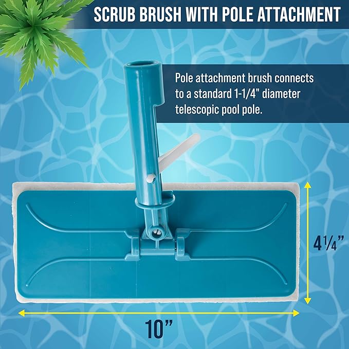 U.S. Pool Supply Hand-Held and Pool Pole Attachment Scrub Brushes - Surface Scrubbing Scouring Sponge Pads - Clean Pool Tile Grout Walls, Vinyl Liners, Spas, Remove Stains, Kitchen Bathroom Tub Shower