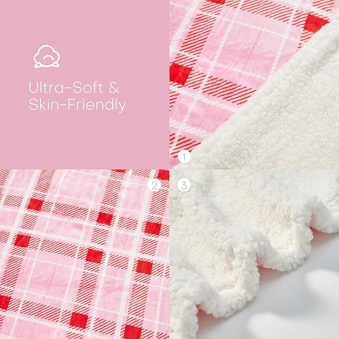 LUXIAN Electric Heated Blanket Full Size 72"x84" - Microplush & Sherpa Fabric Dual-Sided, 6 Heat Settings & 1-10 Hours Auto Off, Cozy Warming Throw for Home, Office, or Bed, Machine Washable, Pink