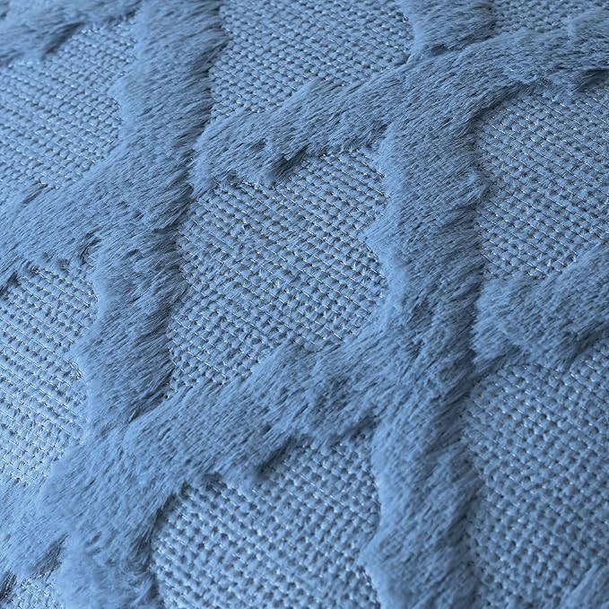 Set of 2 Soft Moroccan Throw Pillow Covers 24x24 Inch Plush Boho Decorative Pillow Cover Accent Cushion Case for Couch Sofa Bed, Grey Blue