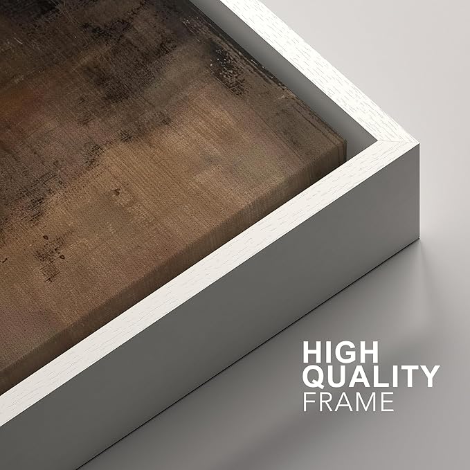 SIGNFORD Framed Canvas Print Wall Art Set Abstract Earthy Tones Modern Minimalist Abstract Shapes Illustration Modern Art Decorative Nordic Nature for Living Room, Bedroom, Office - 24"x36"x2 White