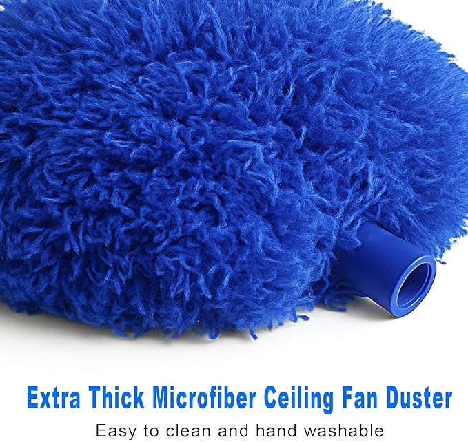 Ceiling Fan Cleaner Duster with Extra Long and Thick Extension Pole from 15 to 88 Inches,Adjustable and Removable Fan Blade Cleaner for High Ceiling, Wall Blinds Door Furniture Bookshelves