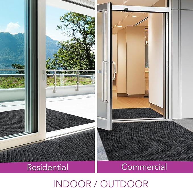 iCustomRug Hallway Runner Rug – 3x7ft Black, Indoor/Outdoor, Non-Slip Rubber Backing, Low-Profile All-Weather Carpet, Non-Shedding & Easy Care, Entryway Mat Ideal for High Traffic Areas