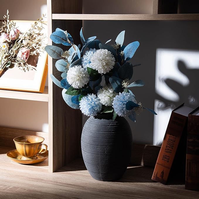 Ceramic Vase, Porcelain Flower Vases, 8 Inch Pottery Bud Vase, Terracotta Vase for Home Decor, Vintage Decorative Farmhouse Vase for Home Decor, Living Room, Shelf Decor, Farmhouse, Table, Lyeec