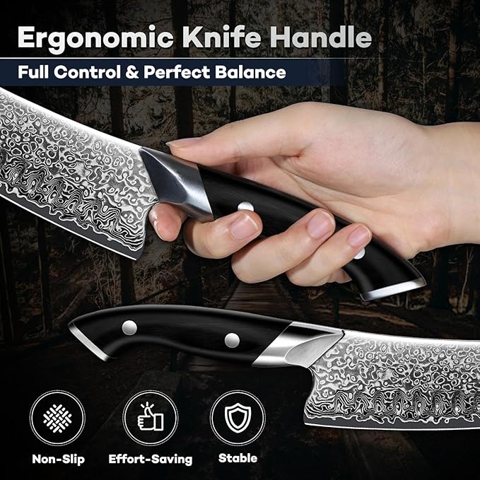 DRAGON RIOT Japanese Chef Knife, Damascus Santoku Knife with VG10 Steel Core, Ultra Sharp Handmade Kitchen Knives with Ergonomic Handle, Premium Gift Box for Mom and Dad