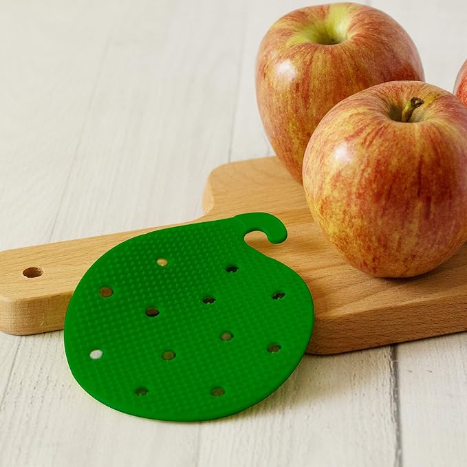 Vegetable Scrubber Brush : Double Sided Fruit and Vegetable Scrubber - Multi Use: Potato Scrubber - Carrot Brush - Trivet - Jar Opener - Coaster - Fruit Cleaner -BPA Free - Veggie Scrubber by Cestari