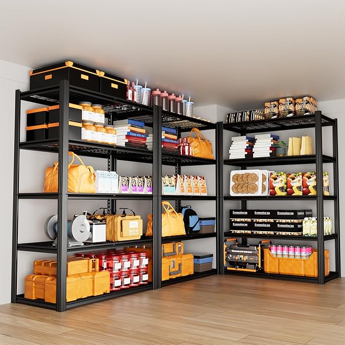 ROOMTEC 48" W Garage Shelving Heavy Duty,2800LBS Storage Shelves,5-Tier Adjustable Metal Shelving Utility Shelf Rack Garage Storage Organize for Storage Industrial, Warehouse, Basement