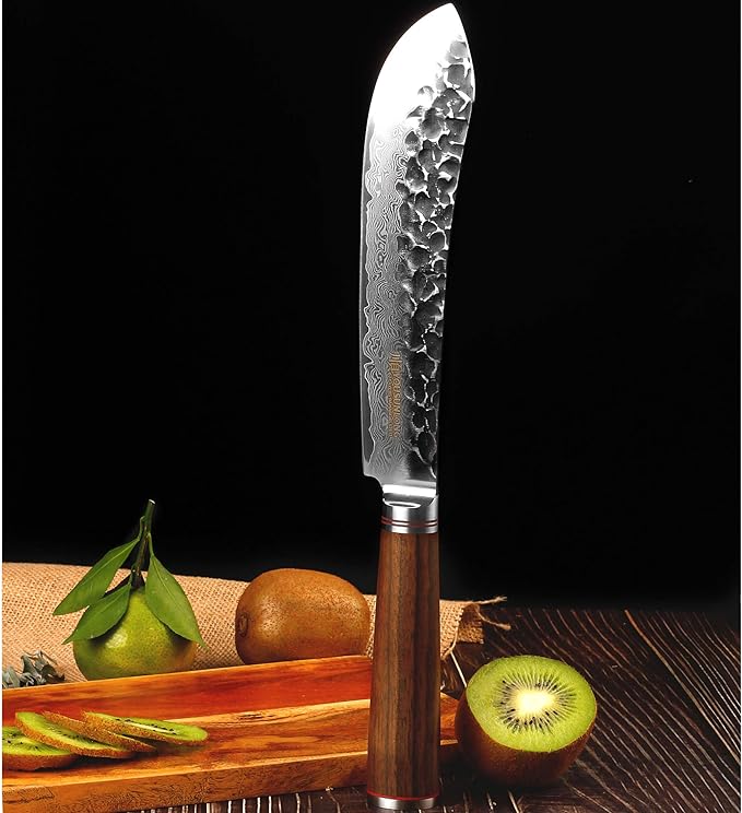 YOUSUNLONG Breaking Knives 8 inch Butcher Knife Japanese Hammered Damascus Steel Natural Walnut Wooden Handle