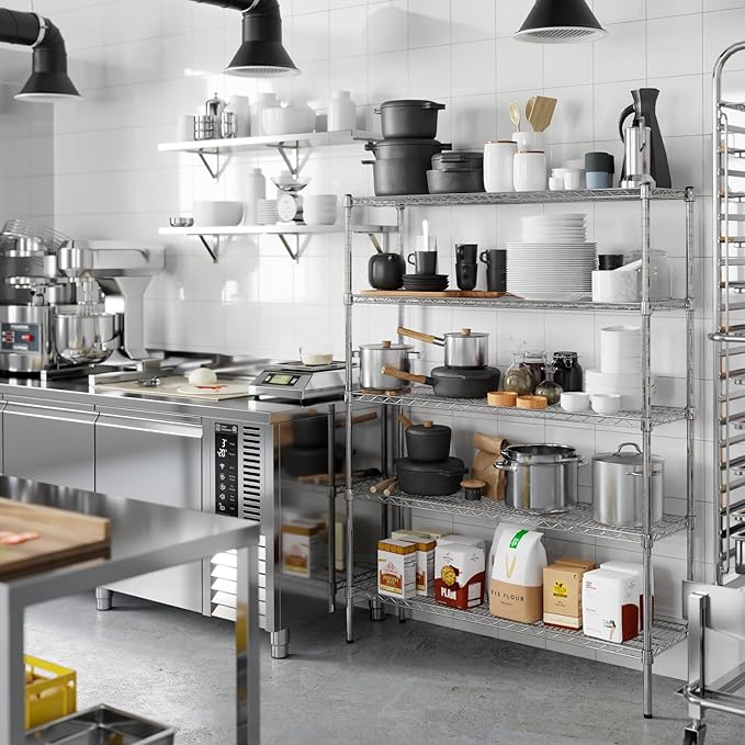 14" Deep x 48" Wide x 64" Height Wire Shelving Kit | 5-Tier | NSF Commercial Storage Rack Unit